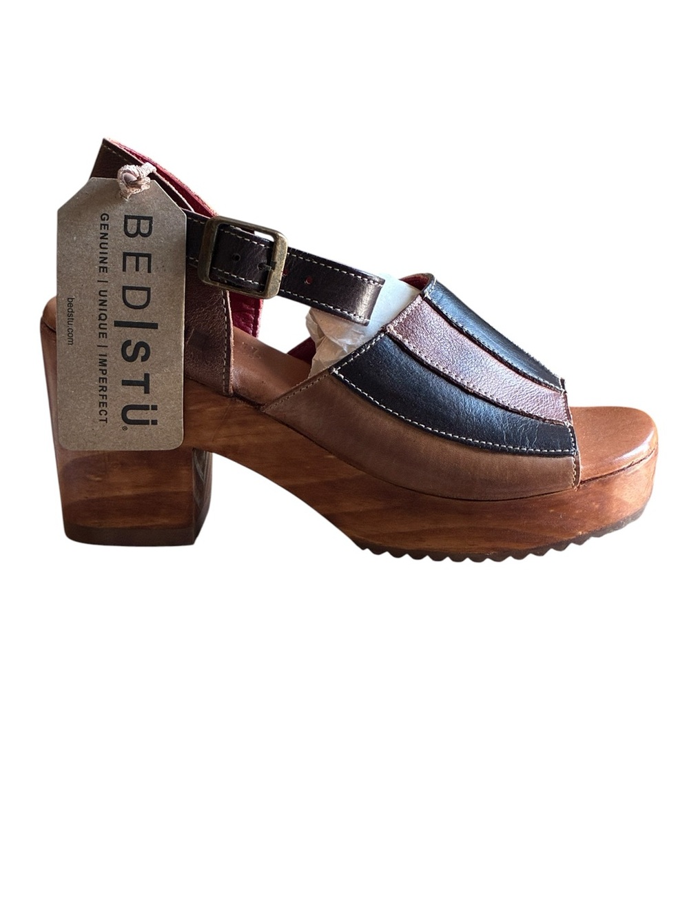 Bed|Stu Jetsetter Cold Brew Rustic Leather Platform Sandals Size 7 NWT - Picture 4 of 10